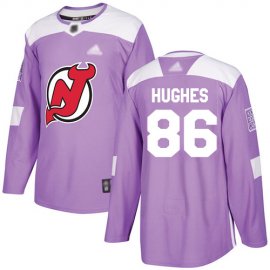 Adidas New Jersey Devils #86 Jack Hughes Purple Authentic Fights Cancer Stitched NHL Jersey