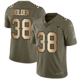 Nike New England Patriots #38 Brandon Bolden Olive/Gold Mens Stitched NFL Limited 2017 Salute To Service Jersey