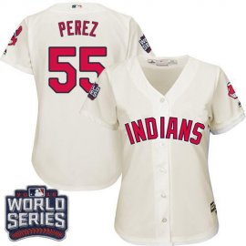 Cleveland Indians #55 Roberto Perez Cream 2016 World Series Bound Womens Alternate Stitched MLB Jersey