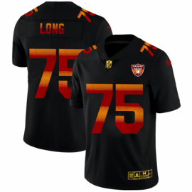 Las Vegas Raiders #75 Howie Long Mens Black Nike Red Orange Stripe Vapor Limited NFL Jersey