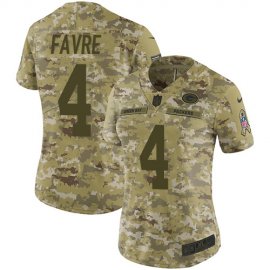 Nike Green Bay Packers #4 Brett Favre Camo Womens Stitched NFL Limited 2018 Salute to Service Jersey