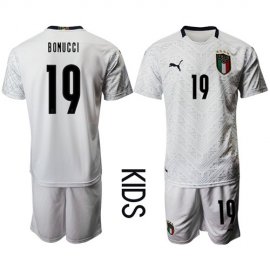 Italy #19 Bonucci Away Kid Soccer Country Jersey