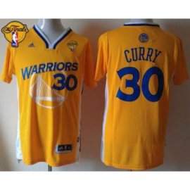 Warriors #30 Stephen Curry Gold Alternate The Finals Patch Stitched NBA Jersey