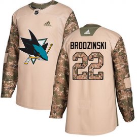 Adidas San Jose Sharks #22 Jonny Brodzinski Camo Authentic 2017 Veterans Day Stitched Youth NHL Jersey