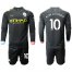Manchester City #10 Kun Aguero Away Long Sleeves Soccer Club Jersey