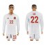 Spain #22 Isco White Away Long Sleeves Soccer Country Jersey