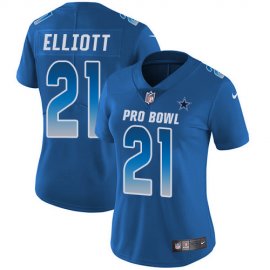 Nike Dallas Cowboys #21 Ezekiel Elliott Royal Womens Stitched NFL Limited NFC 2019 Pro Bowl Jersey