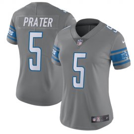 Nike Detroit Lions #5 Matt Prater Gray Womens Stitched NFL Limited Rush Jersey