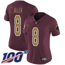 Nike Washington Football Team #8 Kyle Allen Burgundy Red Alternate Womens Stitched NFL 100th Season Vapor Untouchable Limited Jersey