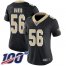 Nike New Orleans Saints #56 DeMario Davis Black Team Color Womens Stitched NFL 100th Season Vapor Limited Jersey