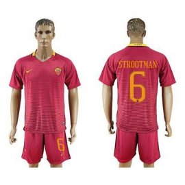 Roma #6 Strootman Red Home Soccer Club Jersey