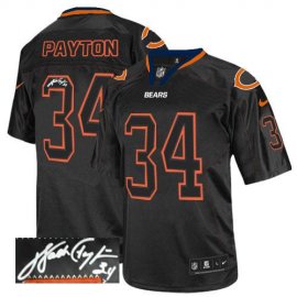 Nike Chicago Bears #34 Walter Payton Lights Out Black Mens Stitched NFL Elite Autographed Jersey