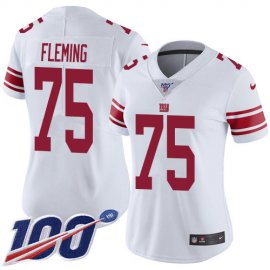 Nike New York Giants #75 Cameron Fleming White Womens Stitched NFL 100th Season Vapor Untouchable Limited Jersey