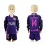 Barcelona #14 Mascherano Away Long Sleeves Kid Soccer Club Jersey