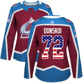 Adidas Colorado Avalanche #72 Joonas Donskoi Burgundy Home Authentic USA Flag Womens Stitched NHL Jersey