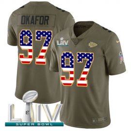 Nike Kansas City Chiefs #97 Alex Okafor Olive/USA Flag Super Bowl LIV 2020 Mens Stitched NFL Limited 2017 Salute To Service Jersey