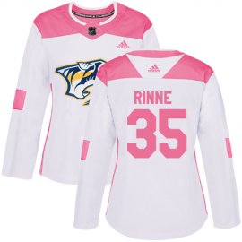 Adidas Nashville Predators #35 Pekka Rinne White/Pink Authentic Fashion Womens Stitched NHL Jersey