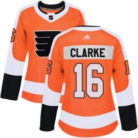 Adidas Philadelphia Flyers #16 Bobby Clarke Orange Home Authentic Womens Stitched NHL Jersey