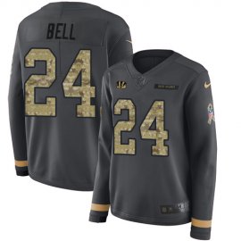 Nike Cincinnati Bengals #24 Vonn Bell Anthracite Salute to Service Womens Stitched NFL Limited Therma Long Sleeve Jersey
