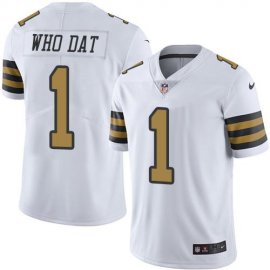 Nike New Orleans Saints #1 Who Dat White Mens Stitched NFL Limited Rush Jersey