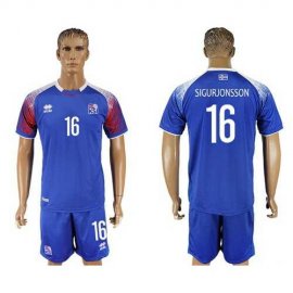 Iceland #16 Sigurjonsson Home Soccer Country Jersey