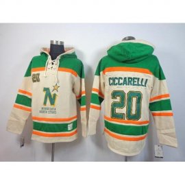 Dallas Stars #20 Dino Ciccarelli Cream Sawyer Hooded Sweatshirt Stitched NHL Jersey