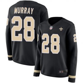 Nike New Orleans Saints #28 Latavius Murray Black Team Color Womens Stitched NFL Limited Therma Long Sleeve Jersey