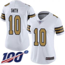 Nike New Orleans Saints #10 TreQuan Smith White Womens Stitched NFL Limited Rush 100th Season Jersey