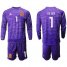 Spain #1 De Gea Purple Long Sleeves Goalkeeper Soccer Country Jersey