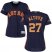 Houston Astros #27 Jose Altuve Navy Blue 2018 Gold Program Cool Base Womens Stitched MLB Jersey