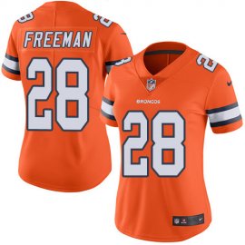 Nike Denver Broncos #28 Royce Freeman Orange Womens Stitched NFL Limited Rush Jersey