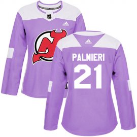 Adidas New Jersey Devils #21 Kyle Palmieri Purple Authentic Fights Cancer Womens Stitched NHL Jersey