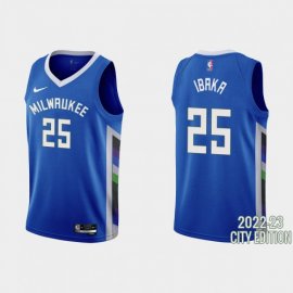 Milwaukee Milwaukee Bucks #25 Serge Ibaka Mens Nike Blue 2022-23 NBA Jersey – City Edition Mens