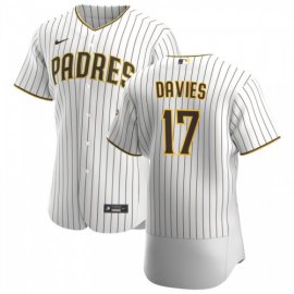 San Diego Padres #17 Zach Davies Mens Nike White Brown Home 2020 Authentic Player Jersey