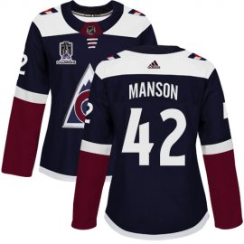 Adidas Colorado Avalanche #42 Josh Manson Navy Womens 2022 Stanley Cup Champions Alternate Authentic Stitched NHL Jersey Womens