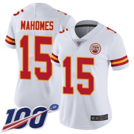 Nike Kansas City Chiefs #15 Patrick Mahomes White Womens Stitched NFL 100th Season Vapor Limited Jersey