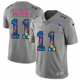 New England New England Patriots #11 Julian Edelman Mens Nike Multi-Color 2020 NFL Crucial Catch NFL Jersey Greyheather