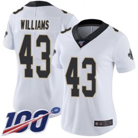 Nike New Orleans Saints #43 Marcus Williams White Womens Stitched NFL 100th Season Vapor Limited Jersey
