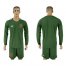 Spain Blank Army Green Long Sleeves Goalkeeper Soccer Country Jersey-1