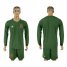 Spain Blank Army Green Long Sleeves Goalkeeper Soccer Country Jersey-1