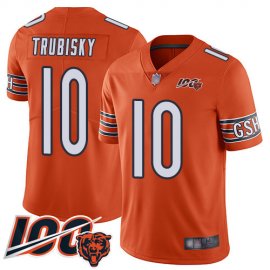 Nike Chicago Bears #10 Mitchell Trubisky Orange Mens Stitched NFL Limited Rush 100th Season Jersey