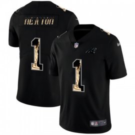 Carolina Carolina Panthers #1 Cam Newton Carbon Black Vapor Statue Of Liberty Limited NFL Jersey