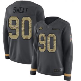 Nike Washington Football Team #90 Montez Sweat Anthracite Salute to Service Womens Stitched NFL Limited Therma Long Sleeve Jersey