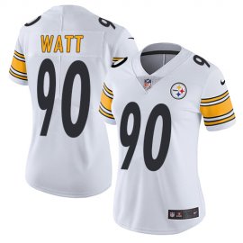 Nike Pittsburgh Steelers #90 T. J. Watt White Womens Stitched NFL Vapor Untouchable Limited Jersey