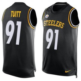 Nike Pittsburgh Steelers #91 Stephon Tuitt Black Team Color Mens Stitched NFL Limited Tank Top Jersey