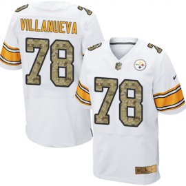 Nike Pittsburgh Steelers #78 Alejandro Villanueva White/Camo Mens Stitched NFL Elite Jersey