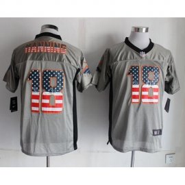 Nike Denver Broncos #18 Peyton Manning Grey Mens Stitched NFL Elite USA Flag Fashion Jersey