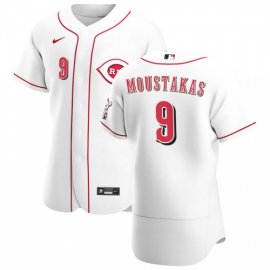 Cincinnati Reds #9 Mike Moustakas Mens Nike White Home 2020 Authentic Player MLB Jersey