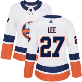 Adidas New York Islanders #27 Anders Lee White Road Authentic Womens Stitched NHL Jersey