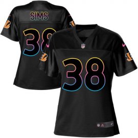 Nike Cincinnati Bengals #38 LeShaun Sims Black Womens NFL Fashion Game Jersey